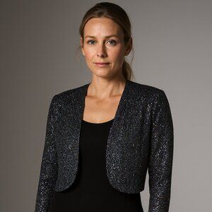 ONYX Nite Black Sequin Bolero Cropped Jacket Women’s Size 20